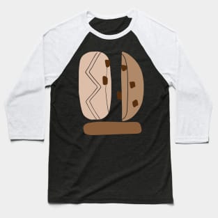 Warm Toned Boho Abstract Shapes line Art Design Baseball T-Shirt